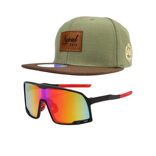 Pack Snapback Azrael Verde-Café + Lente de Sol