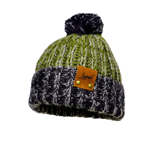Gorro de Invierno Saturno Verde-Negro Jaspeado