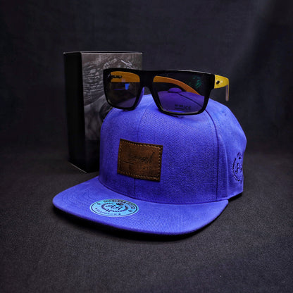 Pack Snapback Azul + Lente de Sol Bambú