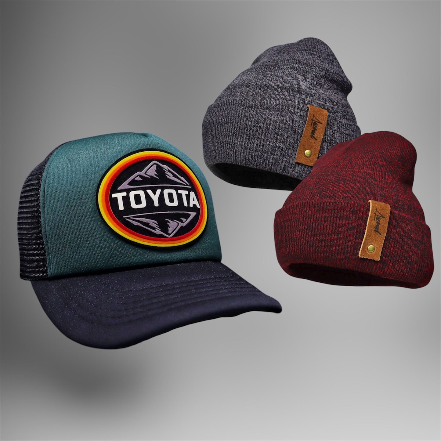 Pack | Jockey Toyota Verde-Negro + 2 Gorros de Invierno