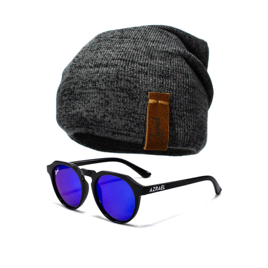 Pack Lente Danna Blue Polarizado + Gorro Invierno Gris Oscuro