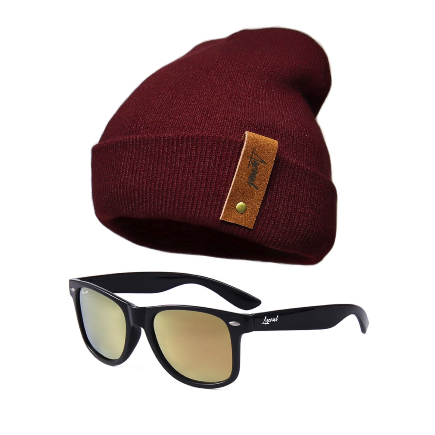 Pack Lente Wayfarer Polarizado + Gorro Invierno Burdeo