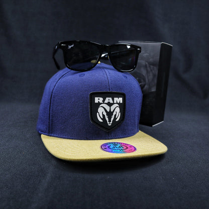 Pack | Snapback RAM Azul-Amarillo + Lente Wayfarer Black Polarizado