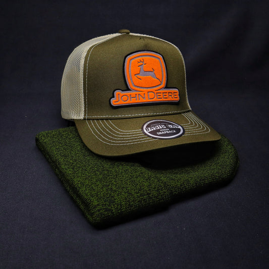 Pack Jockey Verde-Beige + Gorro Invierno Verde Jaspeado