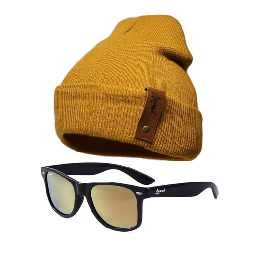 Pack Lente Wayfarer Polarizado + Gorro Invierno Mostaza