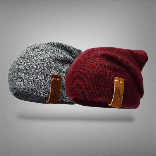 Pack | 2 Gorros de Invierno Gris Claro y Burdeo Jaspeado