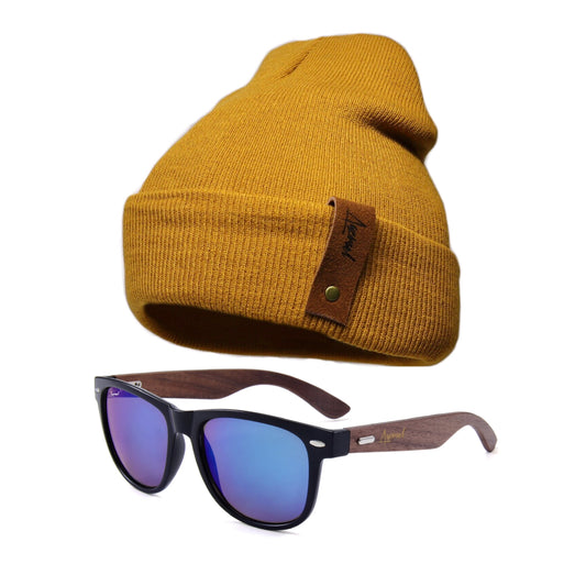 Pack Lente Wayfarer Blue + Gorro Invierno Mostaza