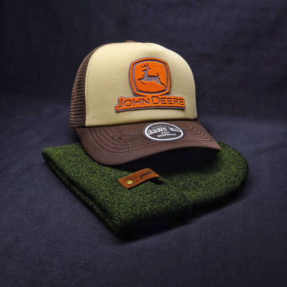 Pack | Jockey JD Beige-Café + Beanie Verde Jaspeado