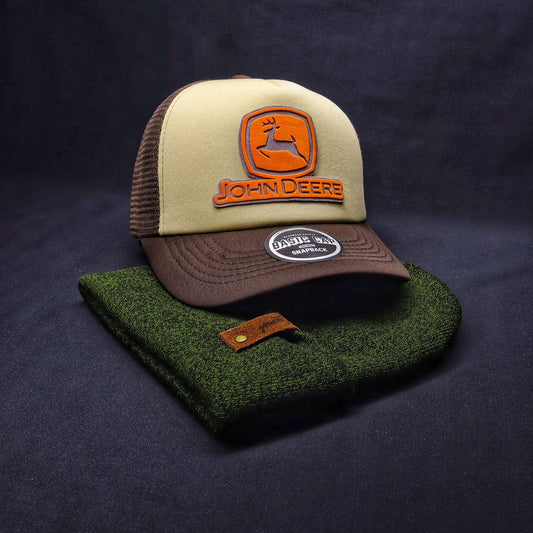 Pack | Jockey JD Beige-Café + Beanie Verde Jaspeado