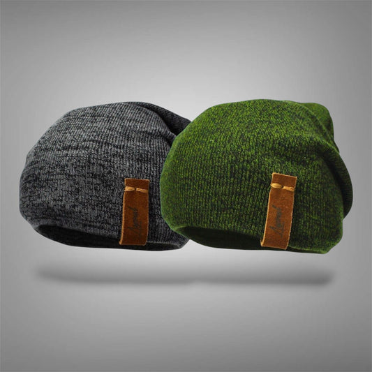 Pack | 2 Gorros de Invierno Gris Oscuro y Verde Jaspeado