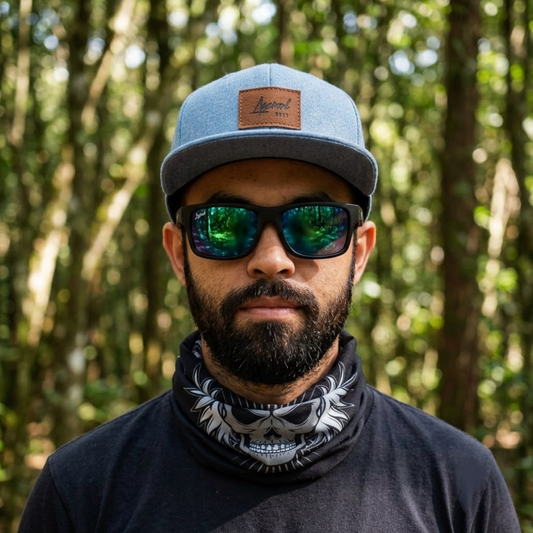 Pack | SnapBack Celeste + Lente Furias Green Polarizado + Bandana