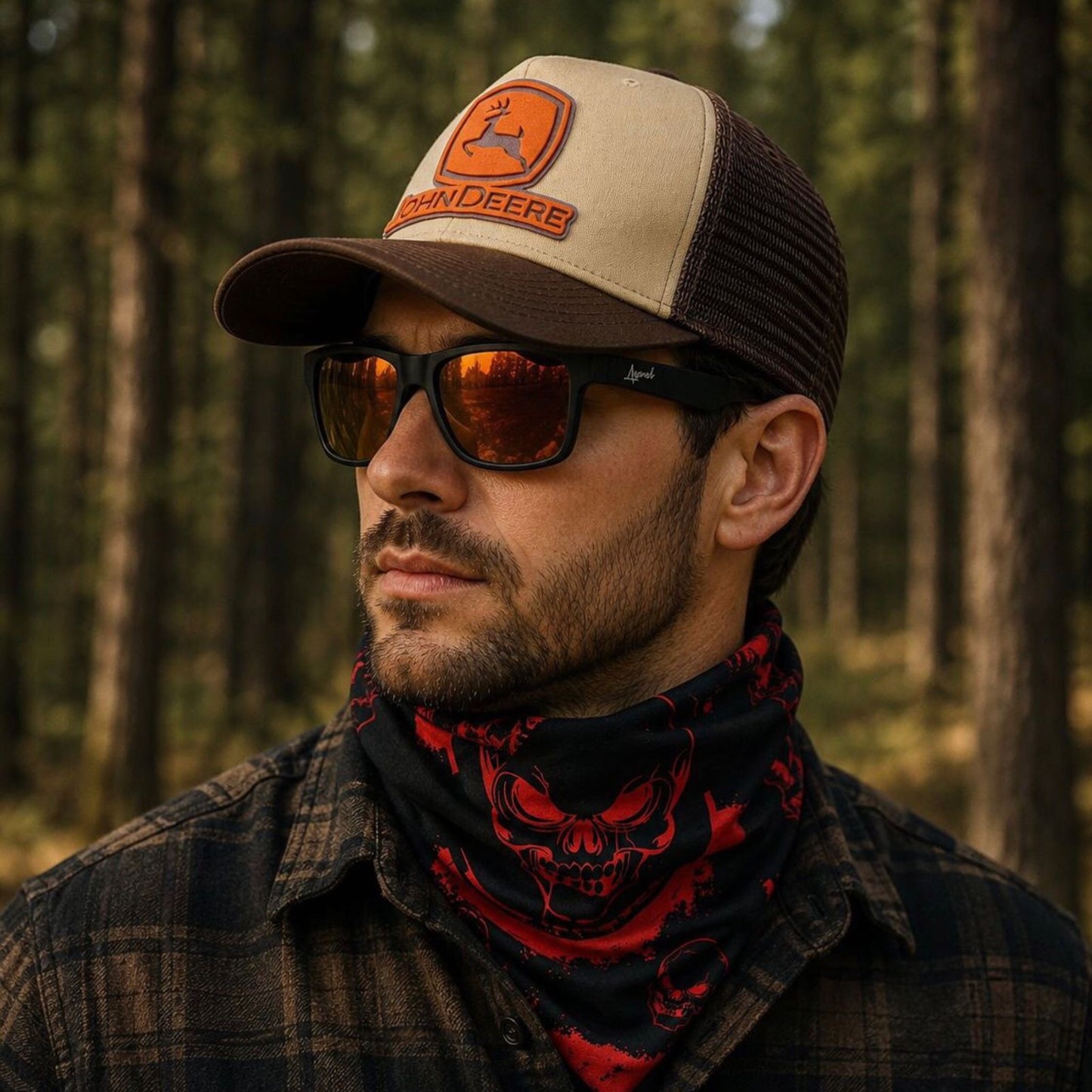 Pack | Jockey JD Beige-Café + Lente Furias Red Polarizado + Bandana
