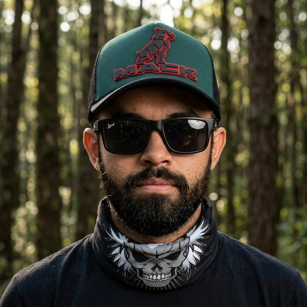 Pack | Jockey Mack Verde-Negro + Lente Furias Black Polarizado + Bandana