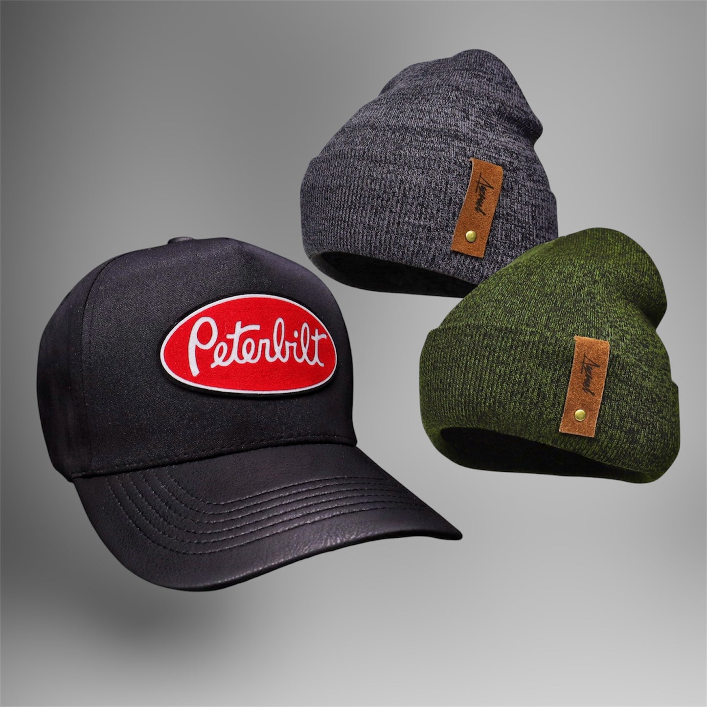 Pack | Jockey Peterbilt Negro + 2 Gorritos de Invierno