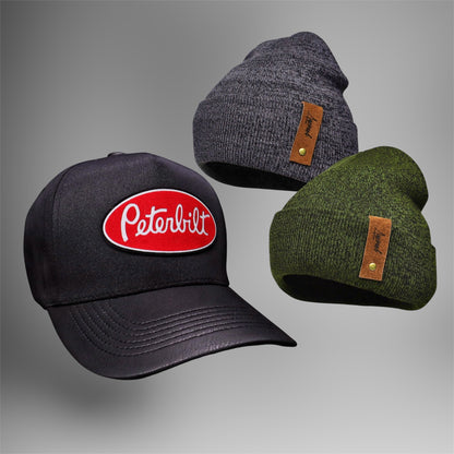Pack | Jockey Peterbilt Negro + 2 Gorritos de Invierno