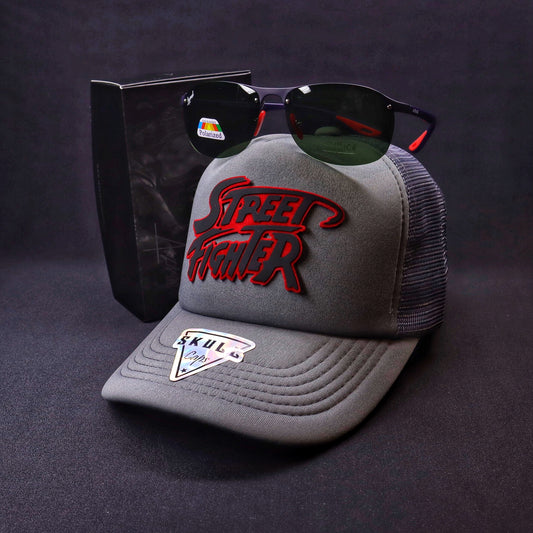 Pack Jockey StreetFighter Gris + Lente Uval Polarizado