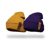 Pack 2 Beanies Color Azul Oscuro y Mostaza